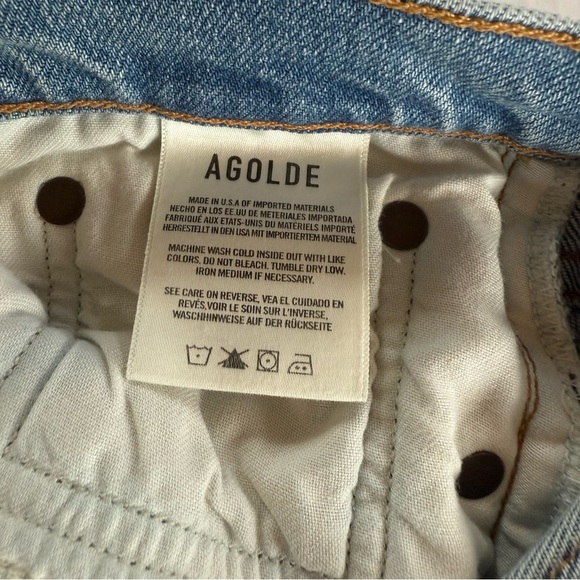 Agolde Light Blue Distressed Straight Pristine Jeans Size 30 - Picture 8 of 11
